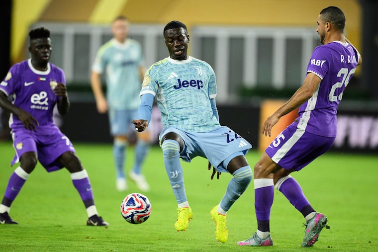 Juventus and U.S. men's national team forward Tim Weah (center) is one of the marquee attractions for Sunday's Club World Cup game at the Linc.