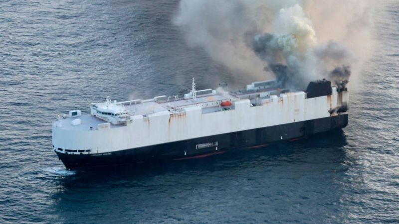 The northern Pacific after catching a fire sinks in the morning midas ship in the morning