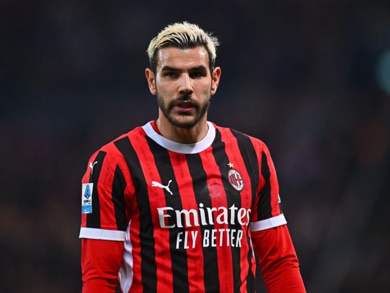 UDINE, ITALY - APRIL 11: Theo Hernandez of AC Milan during the Serie A match between Udinese and AC Milan at Stadio Friuli on April 11, 2025 in Udine, Italy. (Photo by Alessandro Sabattini/Getty Images)