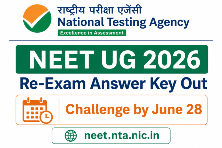 NEET UG 2026 re-exam provisional answer key download challenge deadline June 28 neet.nta.nic.in