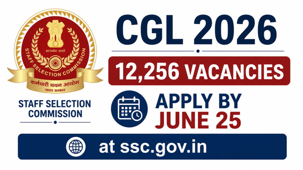 SSC CGL 2026 apply online 12256 vacancies application last date June 25 ssc.gov.in